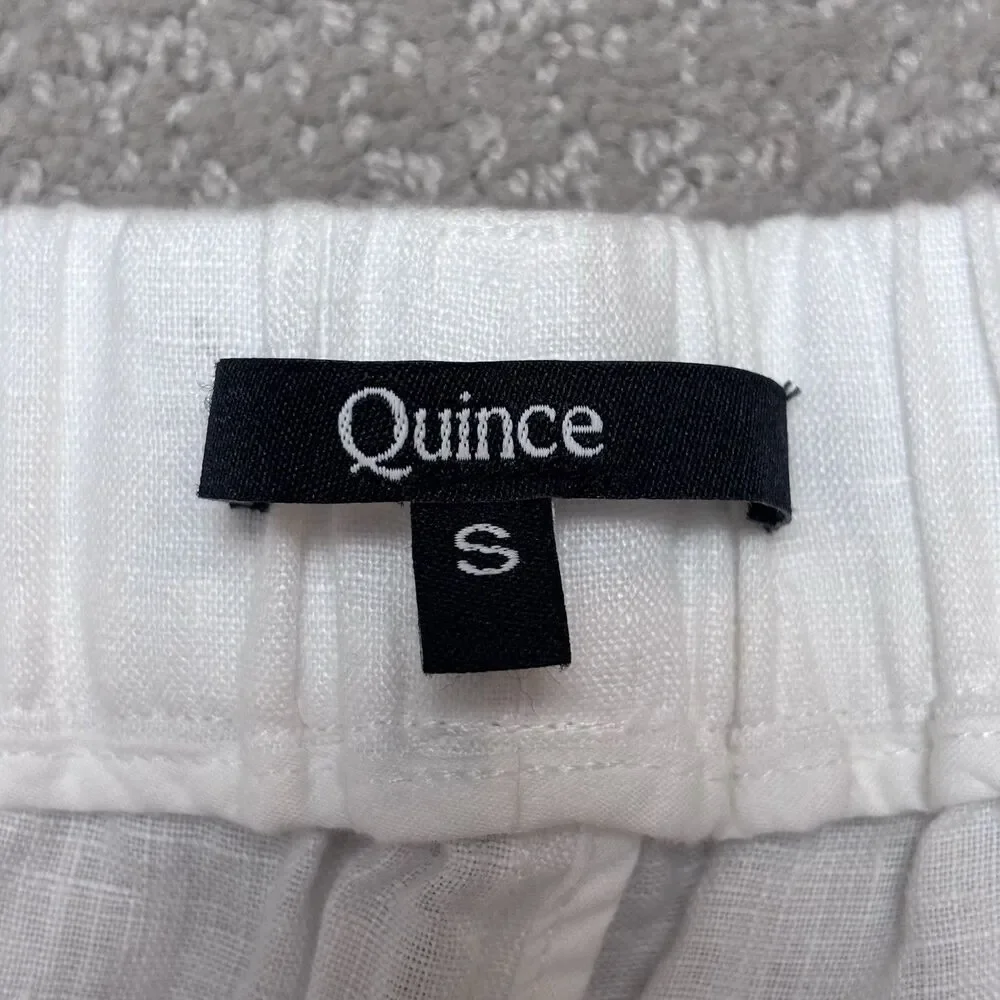 Quince 100% European Linen Ankle Pants White Coastal Minimalist Old Money Resort